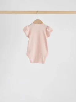 Multi Pastel Short Sleeve Pointelle Baby Bodysuits 5 Pack