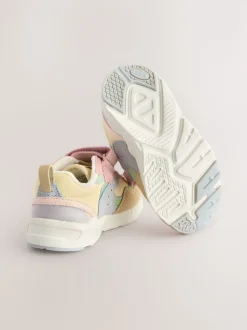 Multi Pastel Standard Fit (F) Elastic Lace Touch Fasten Trainers