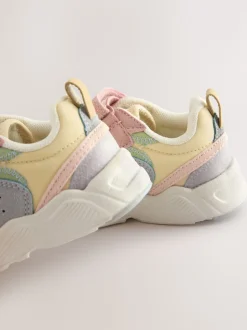 Multi Pastel Standard Fit (F) Elastic Lace Touch Fasten Trainers