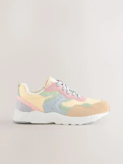 Multi Pastel Standard Fit (F) Lace-Up Colourblock Trainers