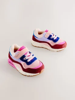 Multi Pink Elastic Lace Chunky Trainers