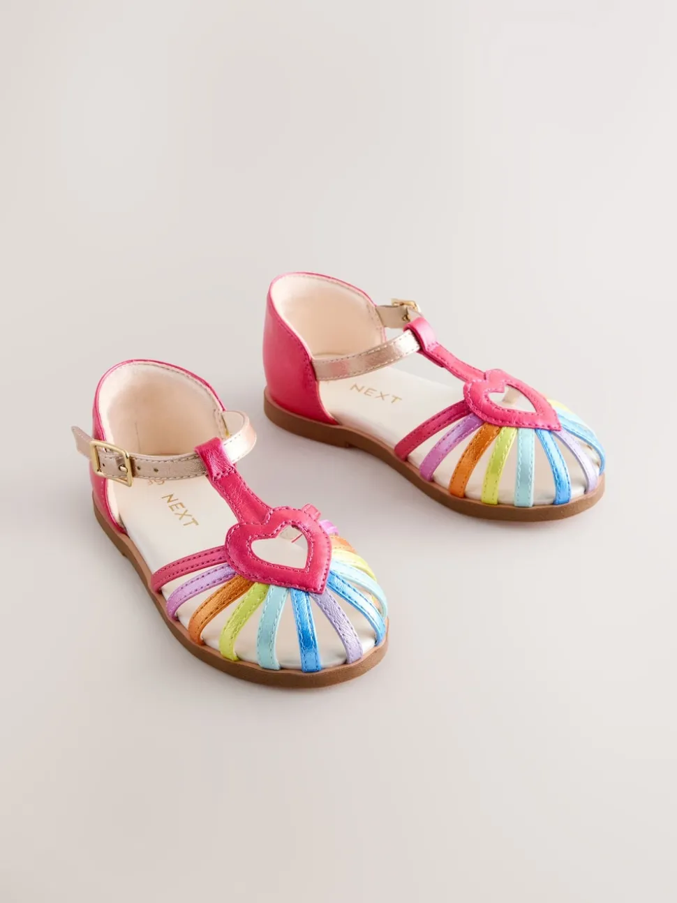 Multi Rainbow Standard Fit (F) Fisherman Heart Occasion Sandals