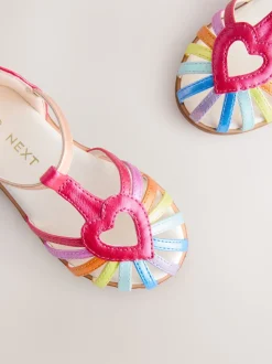 Multi Rainbow Standard Fit (F) Fisherman Heart Occasion Sandals