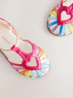Multi Rainbow Wide Fit (G) Fisherman Heart Occasion Sandals