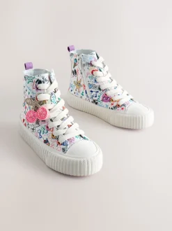 Multi Sketchy Print Standard Fit (F) Lace Up High Top Trainers