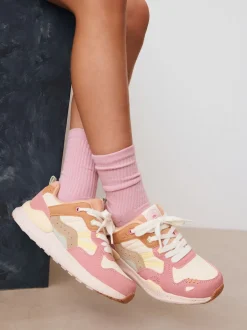 Muted Colourblock Lace-Up Trainers