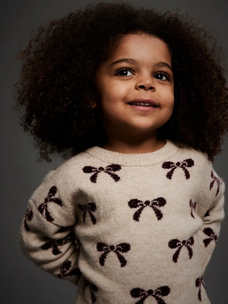 Name It Beige Bow Detail Knitted Jumper