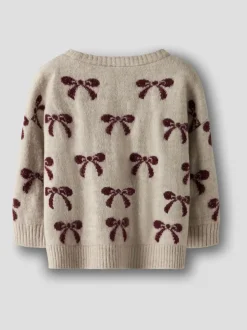 Name It Beige Bow Detail Knitted Jumper