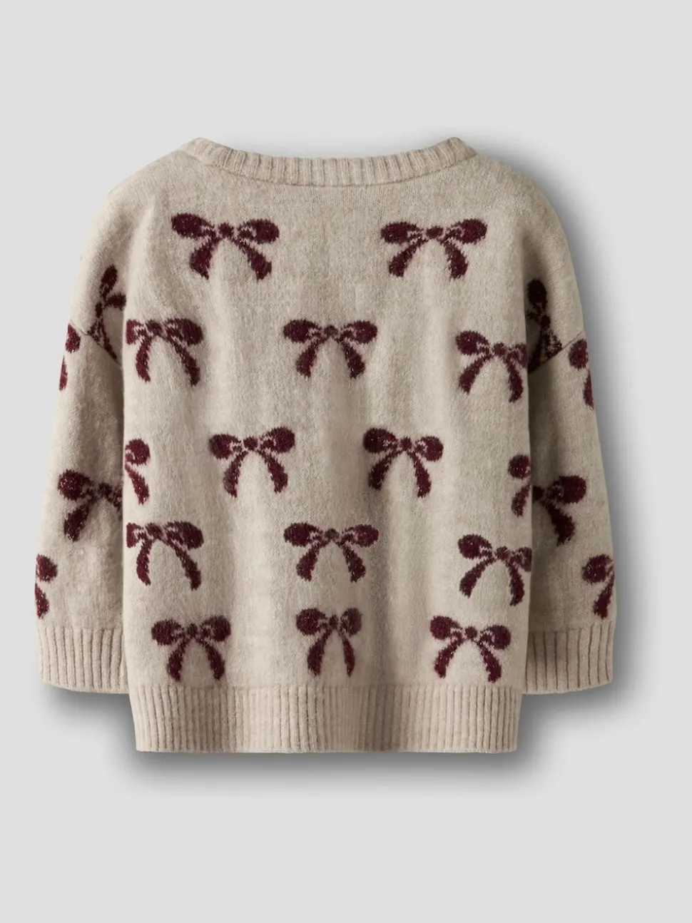 Name It Beige Bow Detail Knitted Jumper