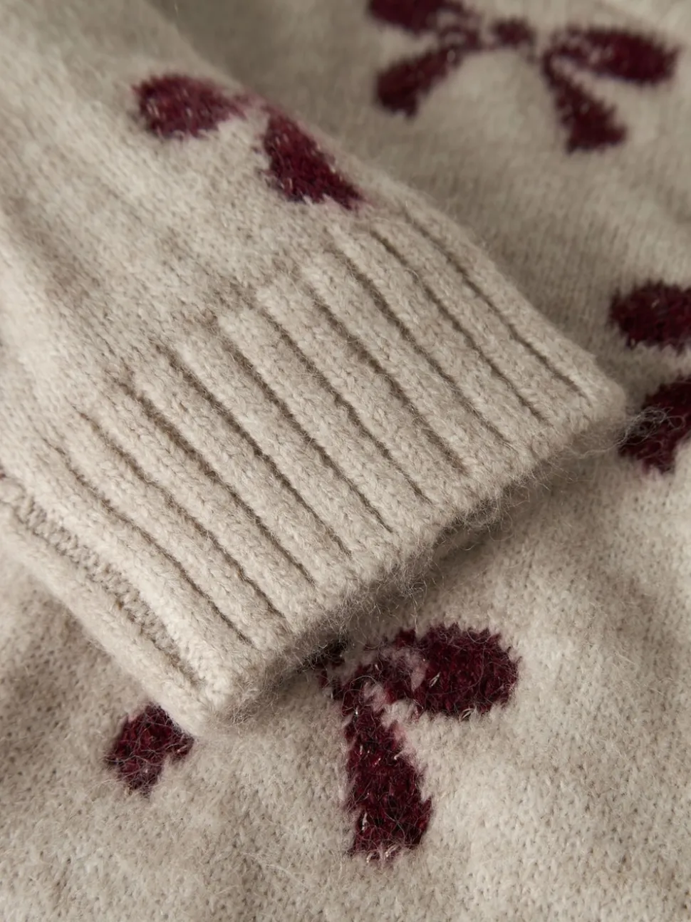 Name It Beige Bow Detail Knitted Jumper