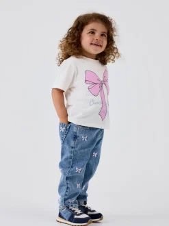 Name It Blue Bow Embroidery Mom Jeans