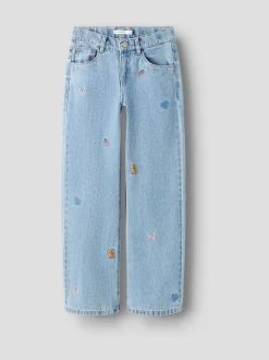 Name It Blue Embroided Wide Leg Jeans