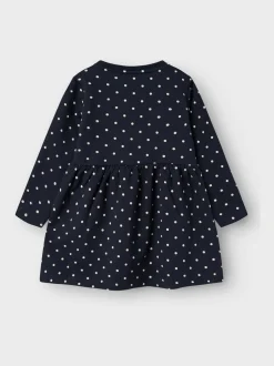 Name It Blue Sweat Long Sleeve Polkadot Dress