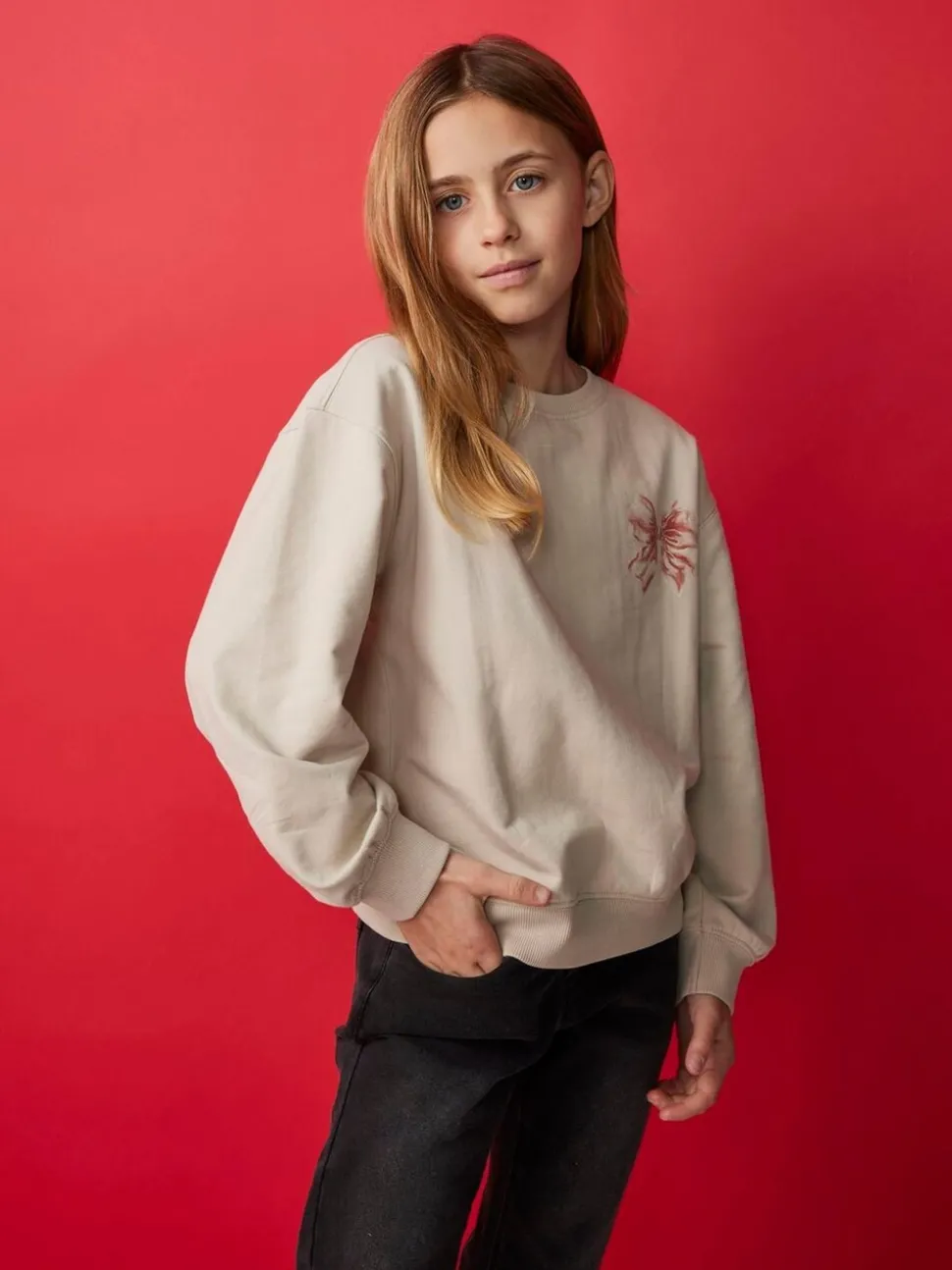 NAME IT Cream Bow Detail Christmas Sweatshirt