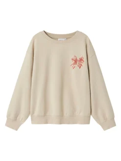 NAME IT Cream Bow Detail Christmas Sweatshirt