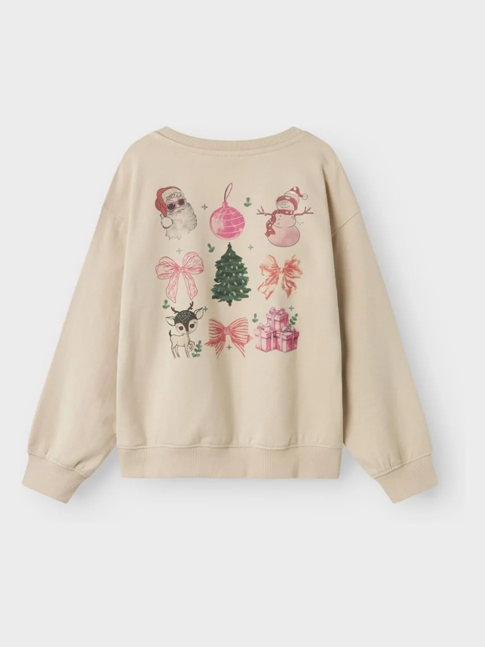 NAME IT Cream Bow Detail Christmas Sweatshirt