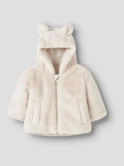 NAME IT Cream Fluffy Teddy Ear Jacket