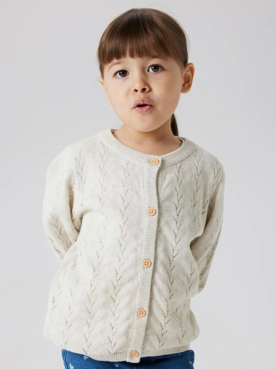 Name It Cream Pointelle Knit Cardigan