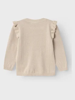 Name It Gold Glitter Frill Shoulder Button Down Knit Cardigan