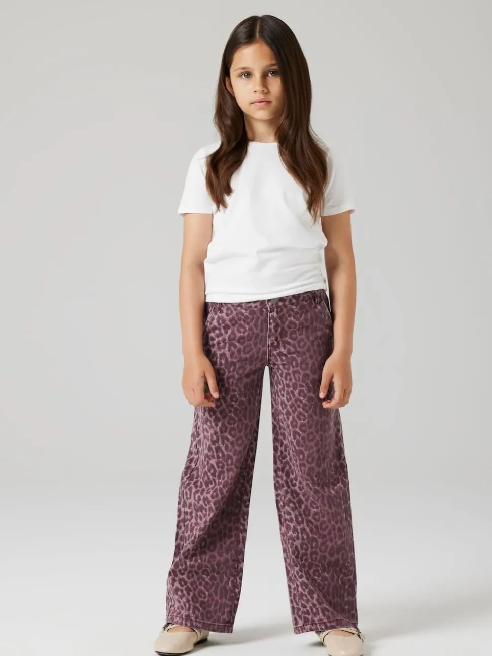 Name It Purple Wide Leg Leopard Jeans