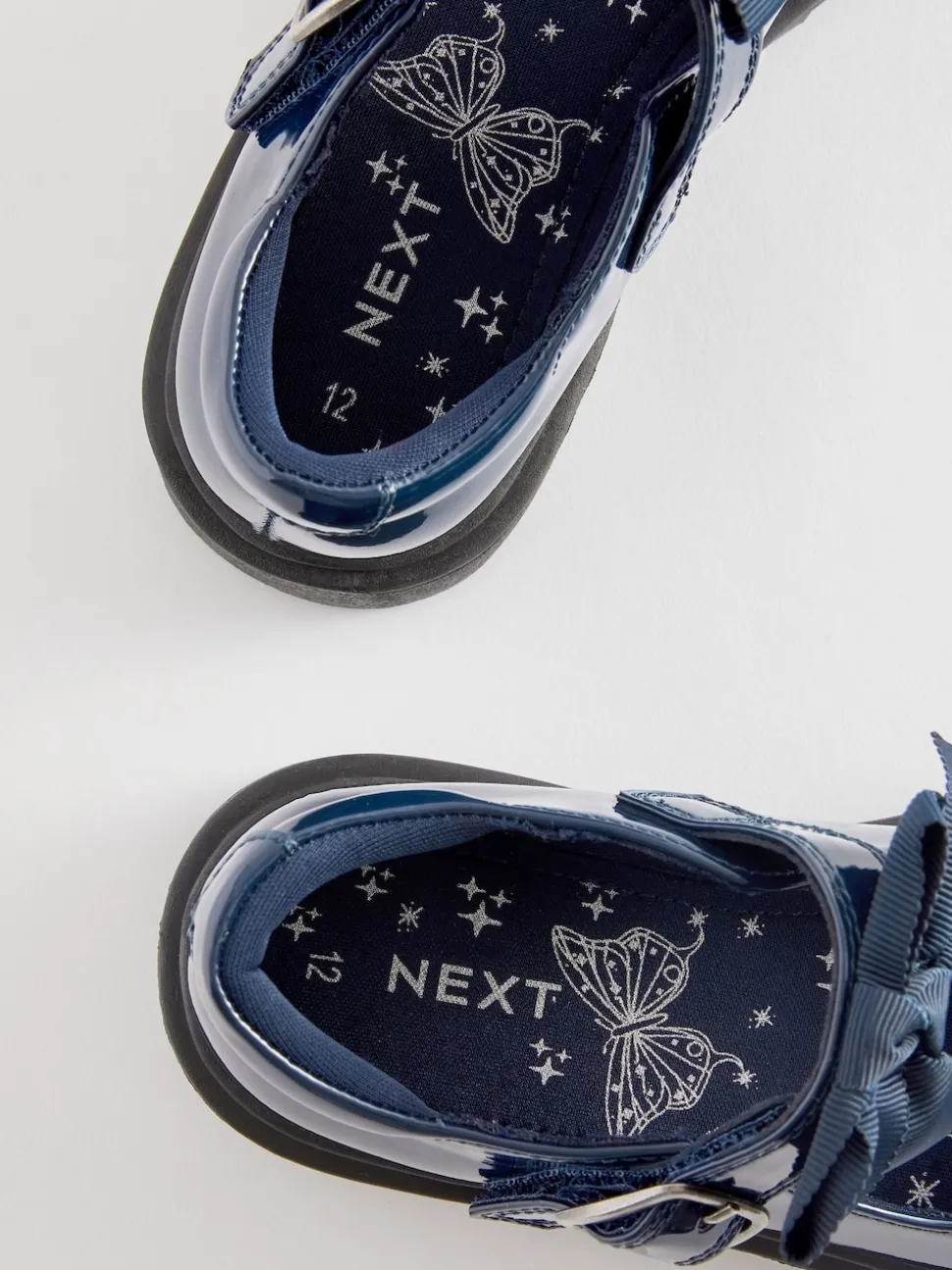 Navy Patent Standard Fit (F) Bow Chunky Mary Jane School Shoes
