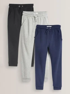 Navy Blue/Grey/Black 3 Pack Soft Jersey Regular Fit Joggers (3-16yrs)