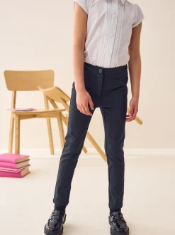 Navy Blue Regular Length School Skinny Stretch Trousers (3-18yrs)