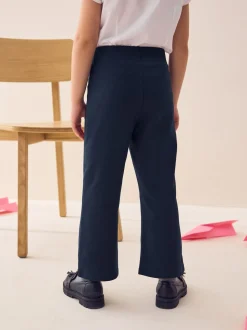 Navy Blue Shorter Length Pull-On Cotton Rich Stretch Boot Cut School Trousers (3-16yrs)