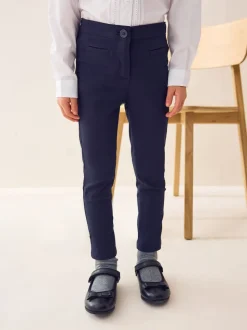 Navy Blue Shorter Length School Skinny Stretch Trousers (3-18yrs)
