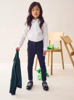 Navy Blue Shorter Length School Skinny Stretch Trousers (3-18yrs)