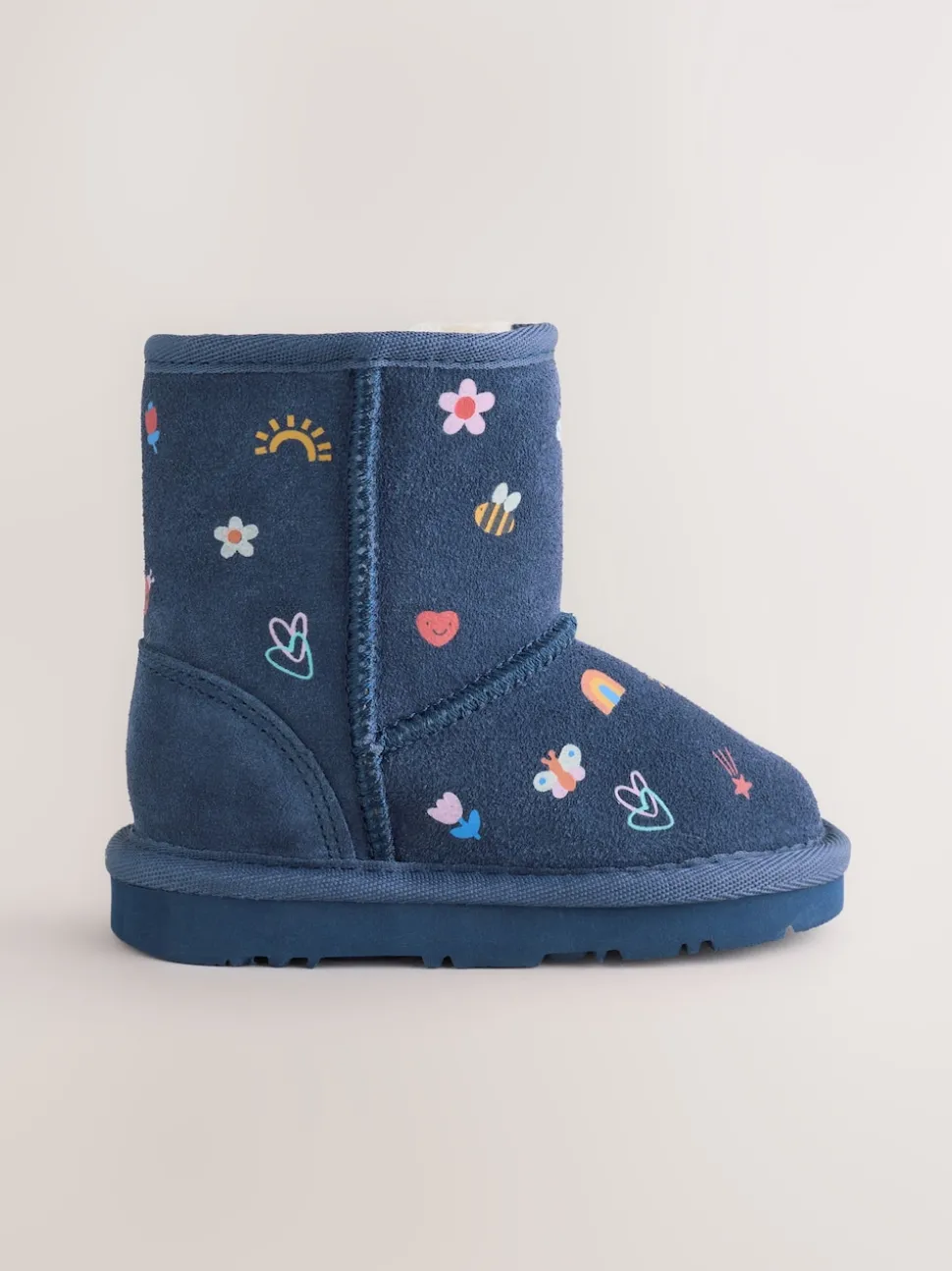 Navy Blue Water Repellent Tall Suede Pull On Boots