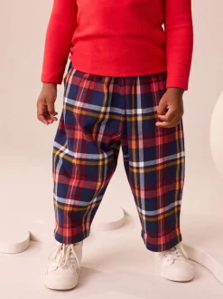 Navy Check Barrel Leg Trousers (3mths-7yrs)