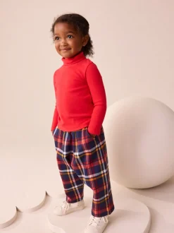 Navy Check Barrel Leg Trousers (3mths-7yrs)