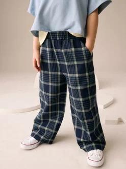 Navy Check Wide Leg Trousers (3-16yrs)