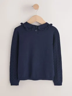 Navy Cotton Cashmere Blend Jumper (3mths-7yrs)