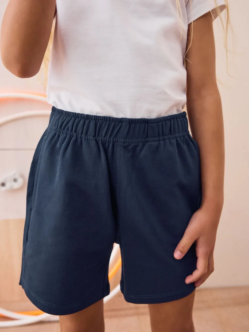 Navy 100% Cotton Drawstring Sports Shorts (3-16yrs)