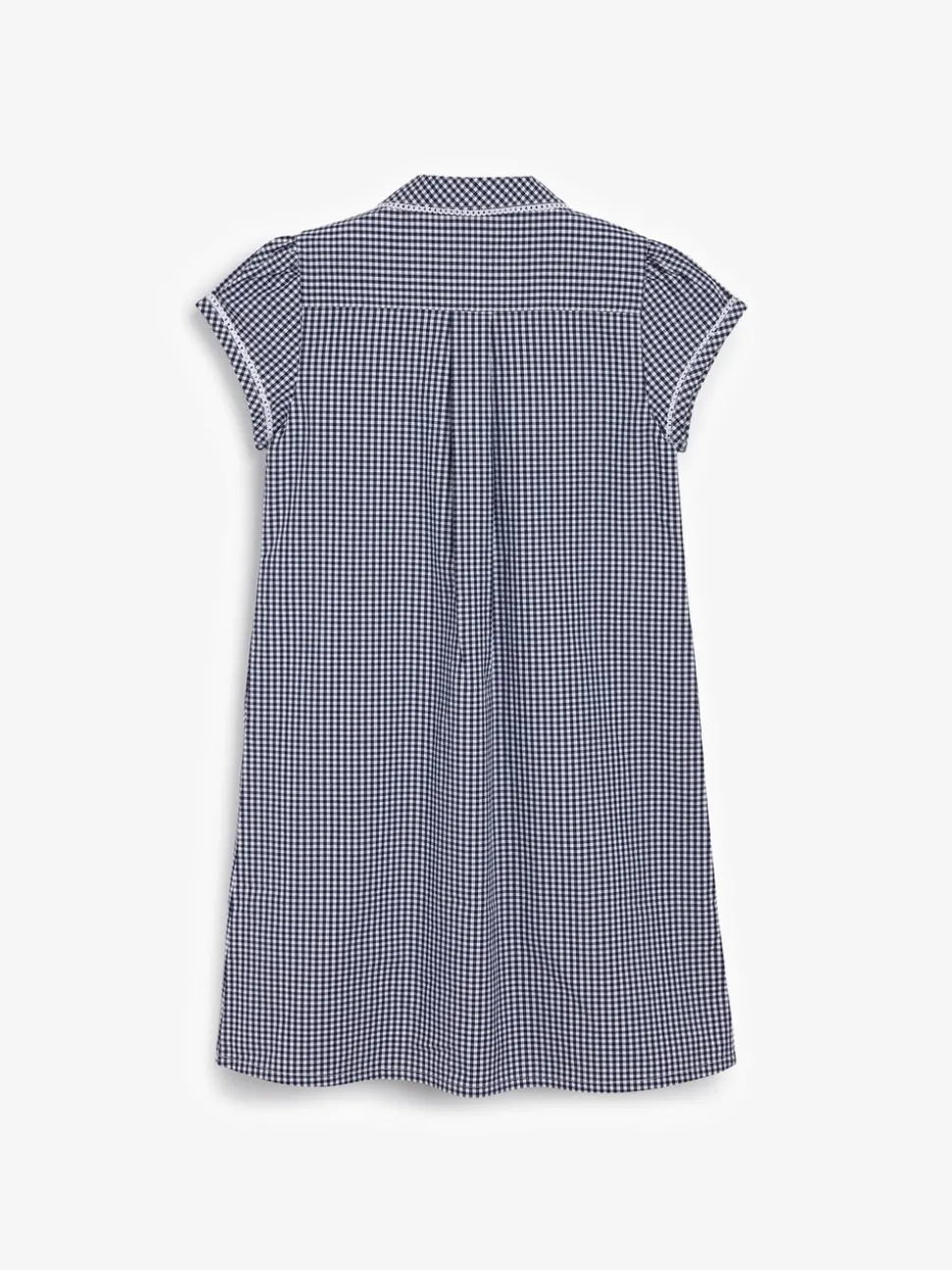 Navy Cotton Rich Button Front Lace Gingham School Dress (3-14yrs)