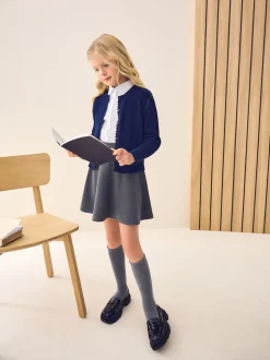 Navy Cotton Rich Cable Knit School Cardigan (3-16yrs)