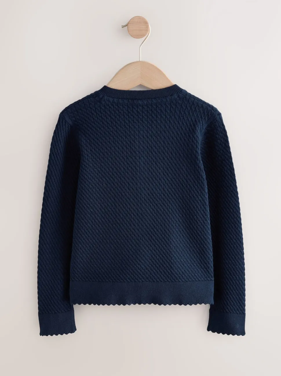 Navy Cotton Rich Cable Knit School Cardigan (3-16yrs)