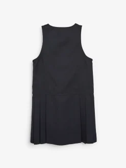 Navy Embroidered Zip Front Pinafore School Dress (3-14yrs)