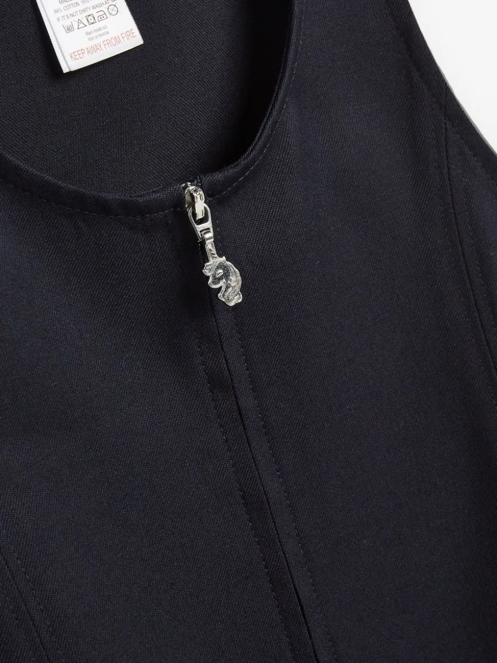 Navy Embroidered Zip Front Pinafore School Dress (3-14yrs)