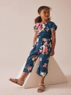 Navy Floral Printed Jumpsuit (3-16yrs)