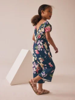 Navy Floral Printed Jumpsuit (3-16yrs)