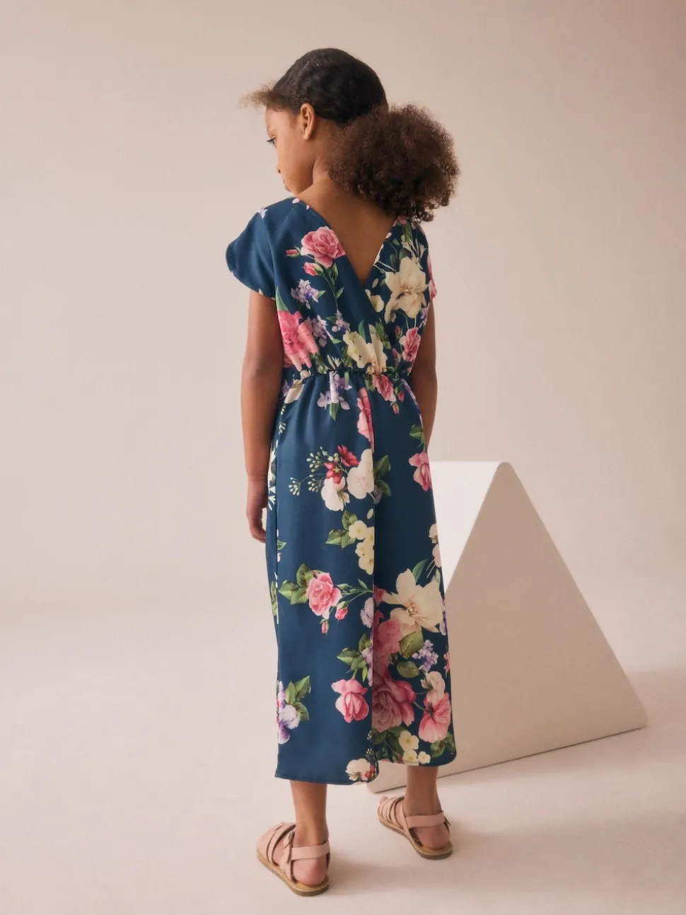 Navy Floral Printed Jumpsuit (3-16yrs)