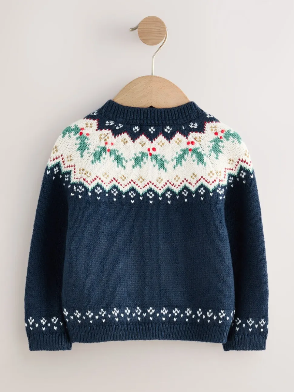 Navy Holly Jolly Christmas Cardigan (3mths-10yrs)
