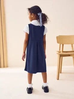 Navy Jersey Stretch Bow School Pinafore (3-16yrs)