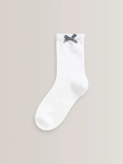 Navy 5 Pack Cotton Rich Gingham Ankle School Socks
