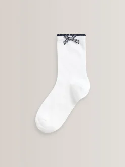 Navy 5 Pack Cotton Rich Gingham Ankle School Socks