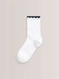 Navy 5 Pack Cotton Rich Gingham Ankle School Socks