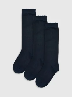 Navy 3 Pack Cotton Rich Knee High Schools Socks
